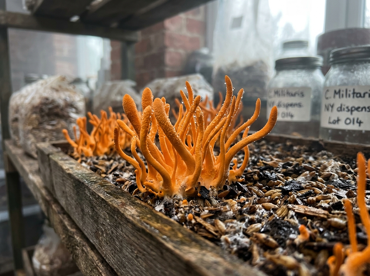 Vibrant Cordyceps militaris fruiting bodies and dispensary clarity filtration